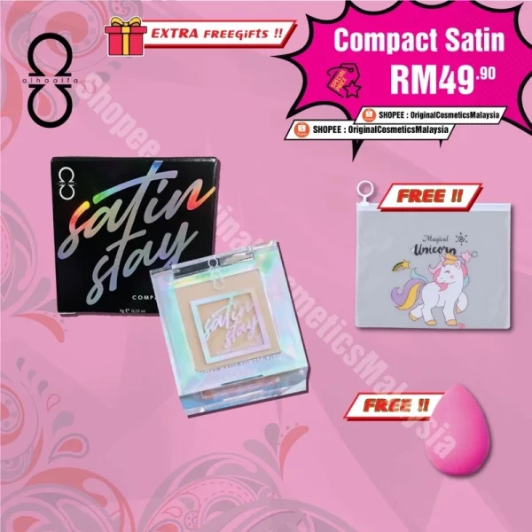 🎁2 FREEGIFT‼️ALHA ALFA SATIN COMPACT POWDER WATERPROOF (DPT 3 BRG‼️😍) Alha Alfa Set Merdeka Cushion