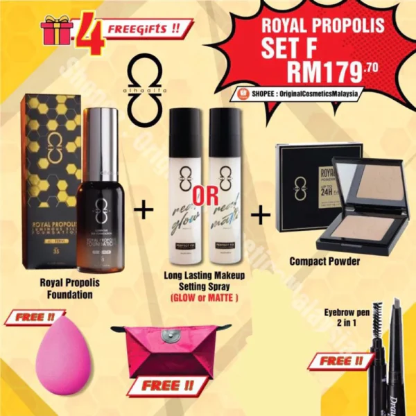 🎁3 FREEGIFT‼️ALHA ALFA SET COMBO JIMAT (DPT 6 BRG DLM 1 SET‼️)ALHAALFA Royal Propolis Foundation Spray Compact