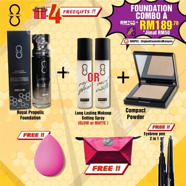 🎁3 FREEGIFT‼️ALHA ALFA SET COMBO A (DPT 6 BRG DLM 1 SET‼️) Alha Alfa Royal Propolis Foundation Compact Powder Spray