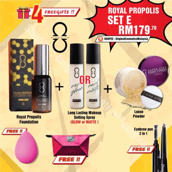 🎁3 FREEGIFT‼️ALHA ALFA SET COMBO (DPT 6 BRG DLM 1 SET‼️)Alha Alfa Foundation Spray Loose Powder Alha Alfa Lip Booster