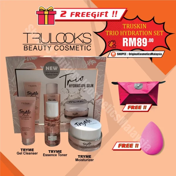 🎁2 FREEGIFT‼️TRUSKIN TRULOOKS SET TRIO HYDRATION SKIN