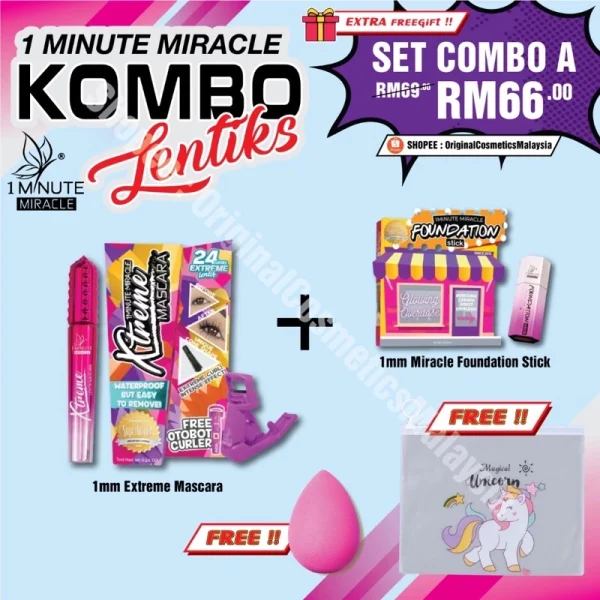 🎁3 FREEGIFT‼️ 1MM 1 MINUTE MIRACLE SET COMBO JIMAT (DPT 5 BRG DLM 1 SET😍)1MM 1 Minute Miracle Set Raya Mua Bellaz