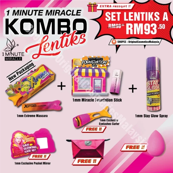 🎁3 FREEGIFT‼️1MM 1 MINUTE MIRACLE SET COMBO JIMAT A (DPT 6 BRG DLM 1 SET😍) 1MM 1 Minute Miracle Merdeka Mua Bellaz