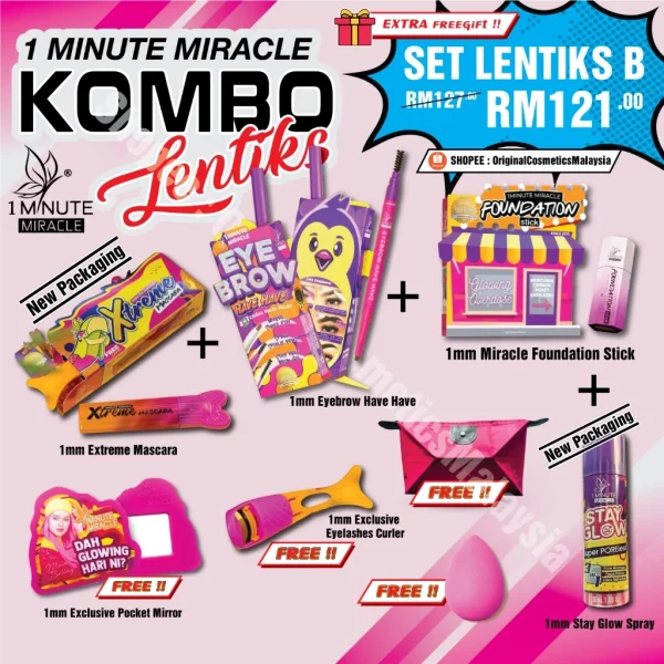 🎁4 FREEGIFT‼️1MM 1 MINUTE MIRACLE SET COMBO JIMAT B (DPT 7 BRG DLM 1 SET‼️😍) 1MM 1 Minute Miracle Set Raya Mua