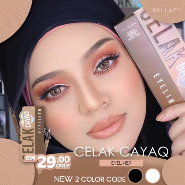 🎁CELAK CAYAQ EYELINER MUA BELLAZ by BELLAZ BEAUTY Eyeliner Waterproof dan Buat Make Up Tahan Lama