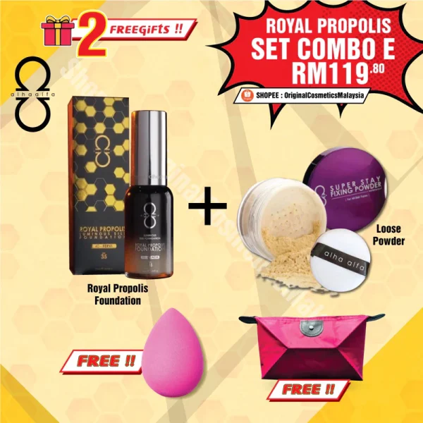 🎁2 FREEGIFT‼️ALHA ALFA SET COMBO JIMAT(DPT 4 BRG DLM 1 SET😍)Alha Alfa Foundation Loose Powder