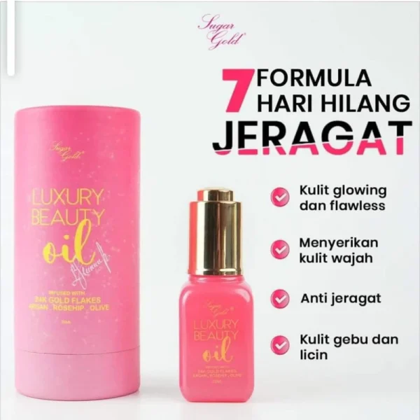 🎁NEW PACKAGING‼️ SUGAR GOLD-LUXURY BEAUTY GOLD ARGAN OIL-MAKE UP NAMPAK SMOOTH Cantik Serta Glowing - Image 2