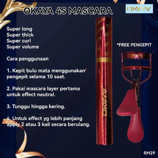 🎁OKAYA MASCARA 4S SUPER LENTIK WATERPROOF - Image 2