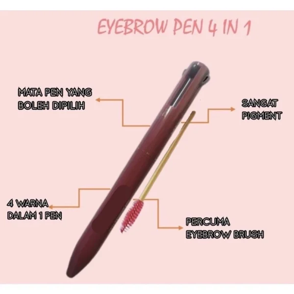 🎁OKAYA EYEBROW PEN 4IN1 WATERPROOF SUPER CANTIK PIGMENTED EYEBROW Eyeliner Eyebrow Spray Cover Killer - Image 2