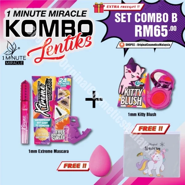 🎁3 FREEGIFT‼️ 1MM 1 MINUTE MIRACLE SET COMBO JIMAT (DPT 5 BRG DLM 1 SET😍)1MM 1 Minute Miracle Set Raya Mua Bellaz - Image 2