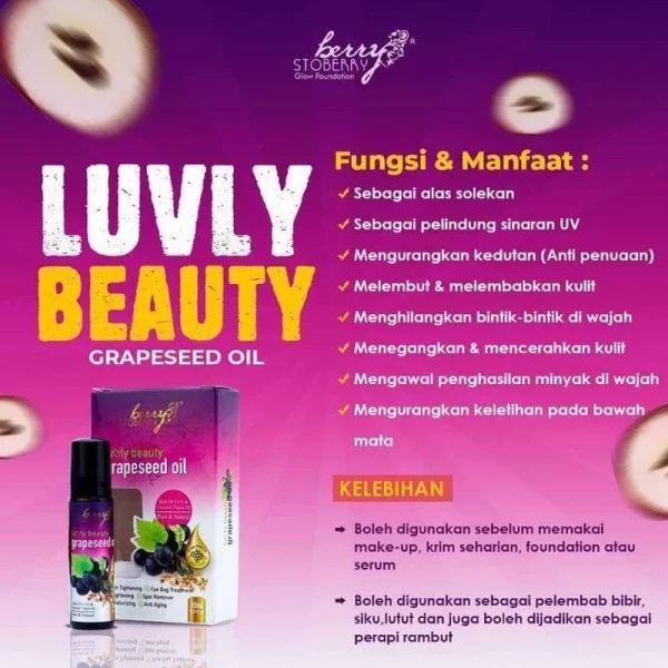 🎁NEW PACKAGING‼️LOVELY BEAUTY GRAPESEED OIL BERRYSTOBERRY KURANGKAN KEDUTAN JERAGAT BINTIK2 - Image 3