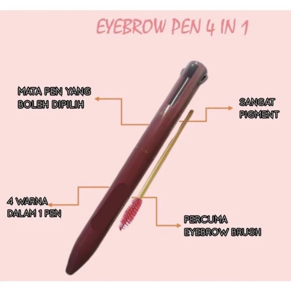 🎁OKAYA EYEBROW PEN 4IN1 WATERPROOF SUPER CANTIK PIGMENTED EYEBROW Mua Bellaz Eyeliner Eyebrow Spray - Image 3