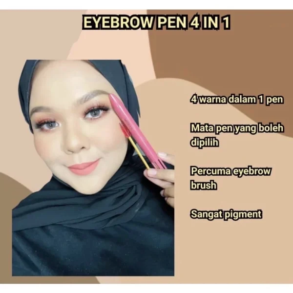 🎁OKAYA EYEBROW PEN 4IN1 WATERPROOF SUPER CANTIK PIGMENTED EYEBROW Eyeliner Eyebrow Spray Cover Killer - Image 3