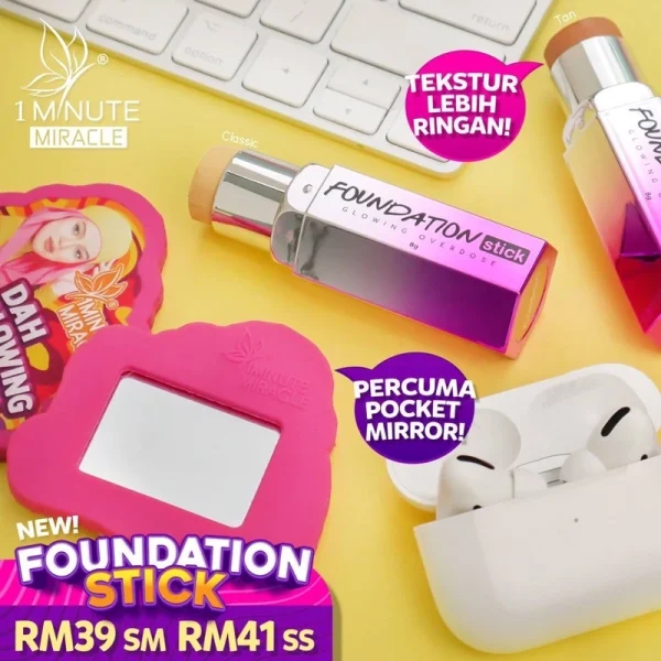 🎁FREE SPONGE‼️ 1MM 1 MINUTE MIRACLE FOUNDATION STICK GLOW Foundation Fav Mua Bellaz 1mm 1 Minute Miracle Merdeka - Image 3