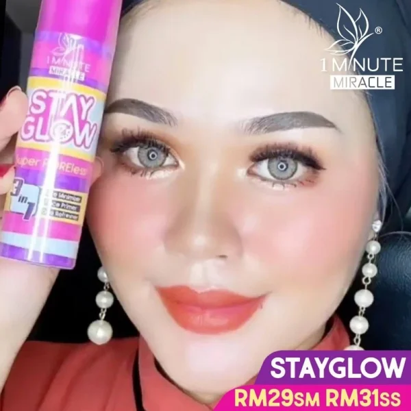 🎁 1 MINUTE MIRACLE 1MM SPRAY STAY GLOW Muka Nampak Berseri & Glowing Mengecilkan Pori Fav Mua Bellaz 1MM Merdeka Promo - Image 3