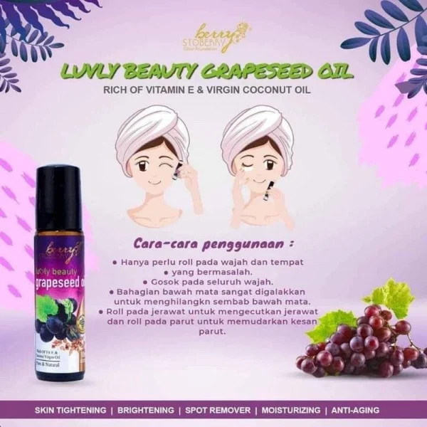 🎁NEW PACKAGING‼️LOVELY BEAUTY GRAPESEED OIL BERRYSTOBERRY KURANGKAN KEDUTAN JERAGAT BINTIK2 - Image 4