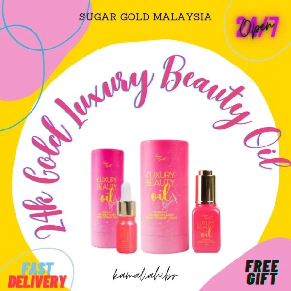 🎁NEW PACKAGING‼️ SUGAR GOLD-LUXURY BEAUTY GOLD ARGAN OIL-MAKE UP NAMPAK SMOOTH Cantik Serta Glowing - Image 4