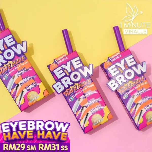 🎁1 MINUTE MIRACLE 1MM EYEBROW (3IN1) KENING HAVE2😍 New Packaging Comel Mua Bellaz 1mm 1 Minute Miracle Merdeka Promo - Image 4