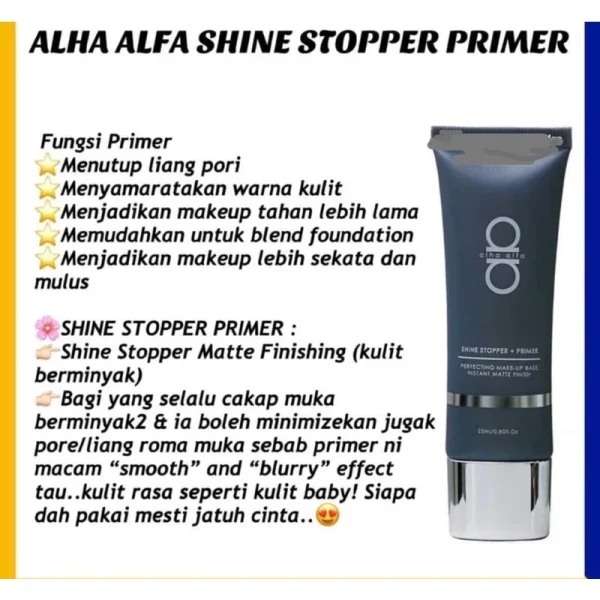 🎁FREEGIFT‼️ALHA ALFA PRIMER GLOW & MATTE ALHA ALFA 50ML MAKE UP TAHAN LEBIH LAMA ALHA ALFA CLEARANCE STOCK - Image 4