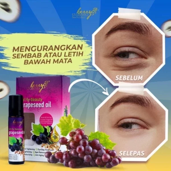 🎁NEW PACKAGING‼️LOVELY BEAUTY GRAPESEED OIL BERRYSTOBERRY KURANGKAN KEDUTAN JERAGAT BINTIK2 - Image 5