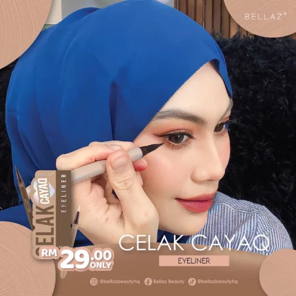 🎁CELAK CAYAQ EYELINER MUA BELLAZ by BELLAZ BEAUTY Eyeliner Waterproof dan Buat Make Up Tahan Lama - Image 6