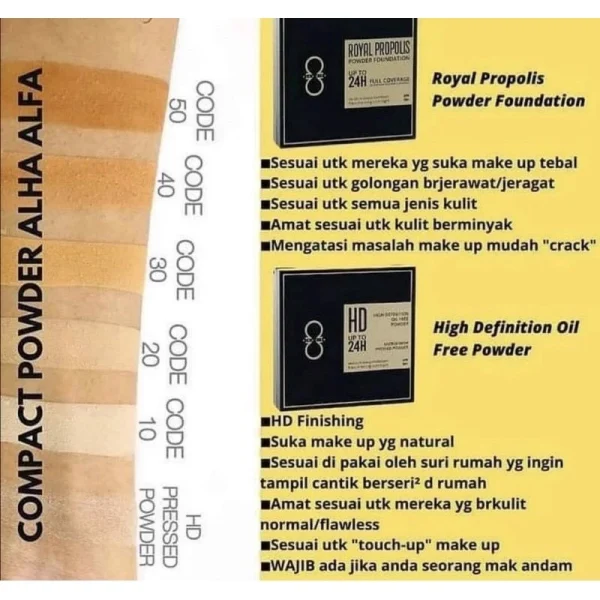 🎁2 FREEGIFT‼️ALHA ALFA SET COMBO D (DPT 4 BRG DLM 1 SET‼️) Alha Alfa Royal Propolis Foundation Compact Powder - Image 6