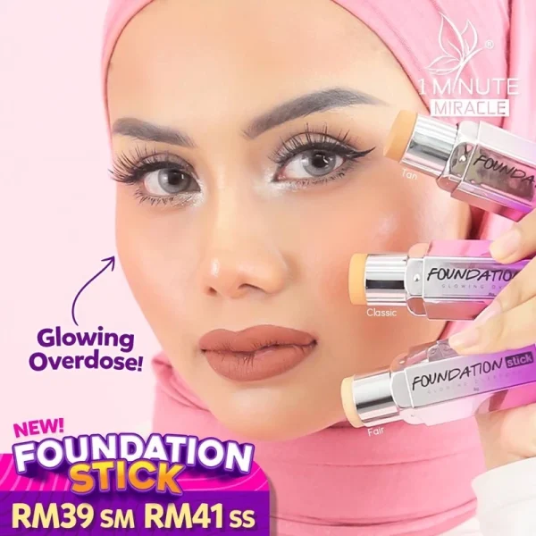 🎁FREE SPONGE‼️ 1MM 1 MINUTE MIRACLE FOUNDATION STICK GLOW Foundation Fav Mua Bellaz 1mm 1 Minute Miracle Merdeka - Image 7