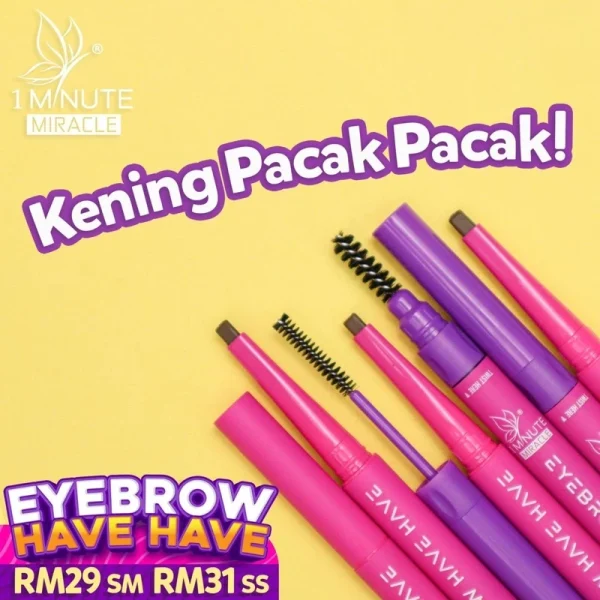 🎁1 MINUTE MIRACLE 1MM EYEBROW (3IN1) KENING HAVE2😍 New Packaging Comel Mua Bellaz 1mm 1 Minute Miracle Merdeka Promo - Image 7