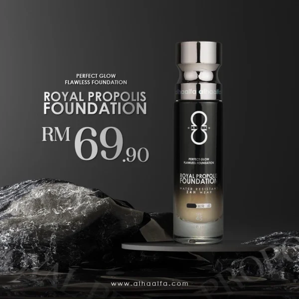 🎁2 FREEGIFT‼️ALHA ALFA ROYAL PROPOLIS FOUNDATION (DPT 3 BRG😍)TAHAN 24JAM Alha Alfa New Full Coverage Water - Image 7