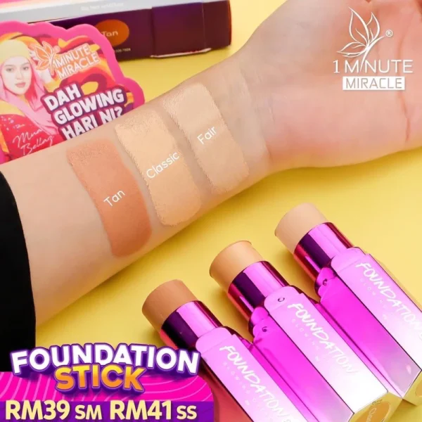 🎁FREE SPONGE‼️ 1MM 1 MINUTE MIRACLE FOUNDATION STICK GLOW Foundation Fav Mua Bellaz 1mm 1 Minute Miracle Merdeka - Image 8