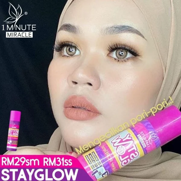 🎁 1 MINUTE MIRACLE 1MM SPRAY STAY GLOW Muka Nampak Berseri & Glowing Mengecilkan Pori Fav Mua Bellaz 1MM Merdeka Promo - Image 8