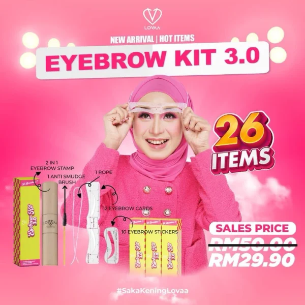 🎁LOVAA COP KENING VIRAL (DPT 26 BRG‼️) LOVAA EYEBROW KIT 3.0 Eyebrow Cop Kening Waterproof Mua Bellaz - Image 9