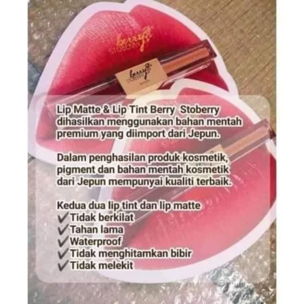 🎁 LIPMATTE+LIPTINT OMBRE LOVEBERRY BERRY STRAWBERRY 😍🍓♥️ Lipmatte Liptint Waterproof Murah Lipmatte Mua Bellaz Alha - Image 9